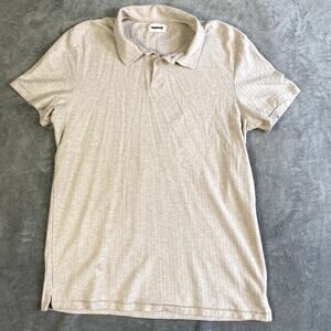 Taylor Stitch Men’s Herringbone Polo Organic Cotton‑Linen Beige Size 44